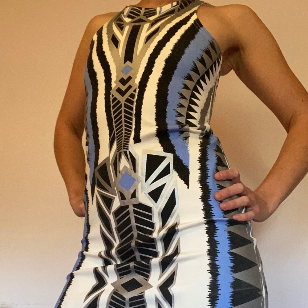 MINKPINK bodycon minidress blue Aztec  size medium m